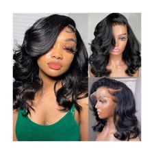Body Wave 13x6 HD Lace Front Wigs Human Hair 200 Density Bob Wig H... Fast Ship