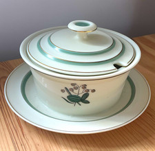 Royal Copenhagen Porcelain Round Floral Tureen w/ Lid & Underplate White Green