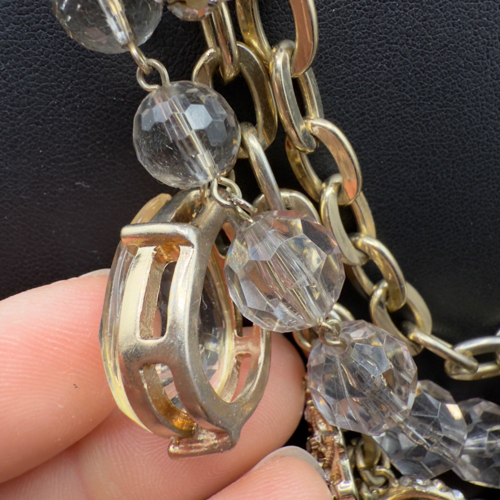 Multi Layer Gold Tone Statement Necklace Charms L… - image 10