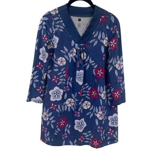 Tea Collection Purple and Pink Floral V-Neck Kimono Dress Girl's Size 12 - Picture 2 of 10