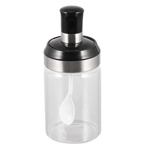 Oil Bottle with Spoon Travel Glass Salt Shaker Useful Seasoning Container