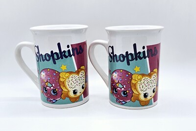 Set Of 2 SHOPKINS 2018 10 Oz Moose Enterprise Frankford Candy Cups/Mugs EUC