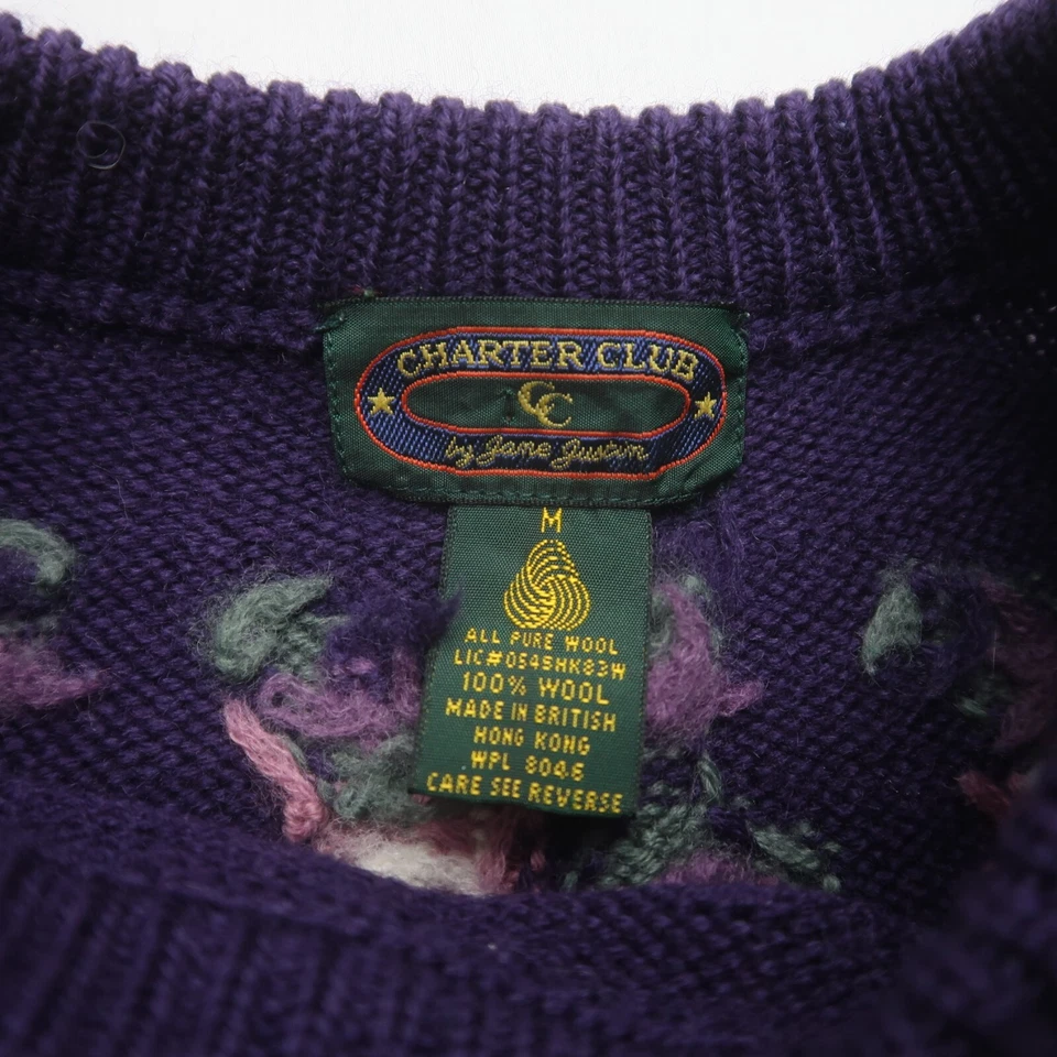 Винтажный женский шерстяной свитер Charter Club средний цветочный узор коттеджкор - Изображение 3 из 4