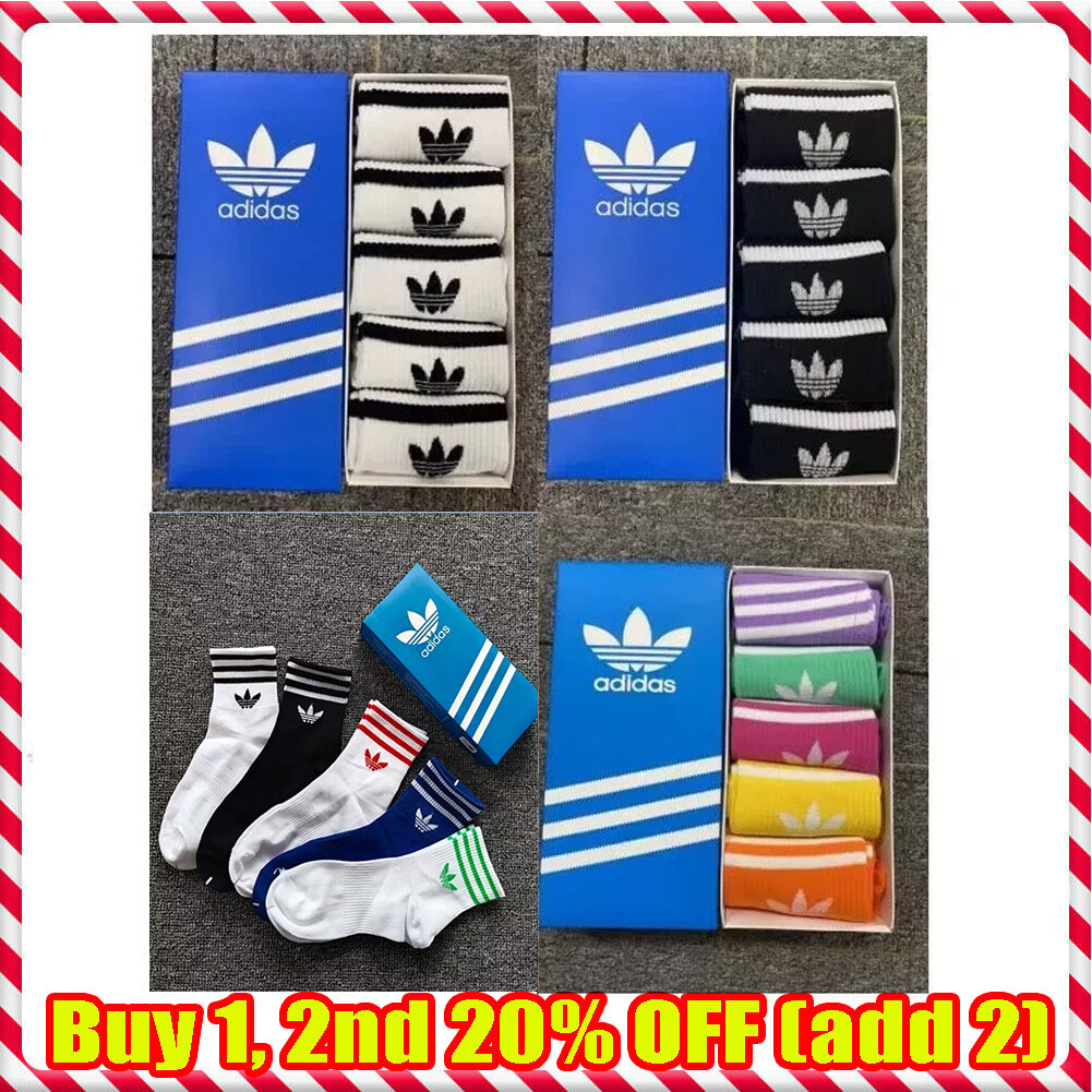 Paquete de 5 pares de calcetines informales de tubo medio de algodón unisex Adidas