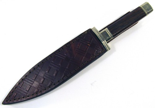 Damascus Fixed Blade Knife Embossed Leather Belt Sheath 24.4 cm 9.6-inches - Picture 16 of 19