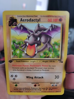 ポケモン - Aerodactyl プテラ 1ED 1st Edition 英語版 1/62 AERODACTYL 1/62 1st Edition GOLD STAMP Prerelease NEAR MINT