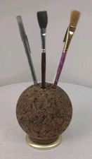 Vintage Park Sherman Cork Mid-Century Rotating Pencil Holder Bulletin Ball