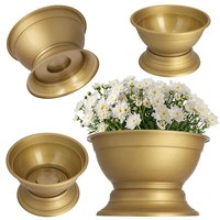 Kadax Blumenschale Mit Standfuß, Pflanzschale Aus Kunststoff, 29 Cm, Gold