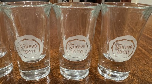 Jose Cuervo 1800 Etched Vintage 3” Shooter Glasses Heavy Bottom Set of 5 - Picture 3 of 5
