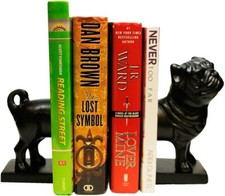 Livevie Pug Figure Decorative Bookends, Heavy Duty Metal Non-Skid Bookends