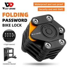 WEST BIKING 4 Digit Code Password Folding Lock Anti Theft Bike Chain Lock 78cm