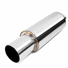 14.7 Length 2.25 Inlet Straight-through Exhaust Muffler 3 Diagonal Tip Round
