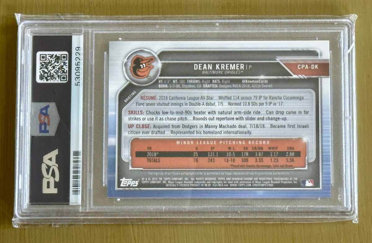 Dean Kremer 2019 1st Bowman Chrome Autograph Auto RC Rookie