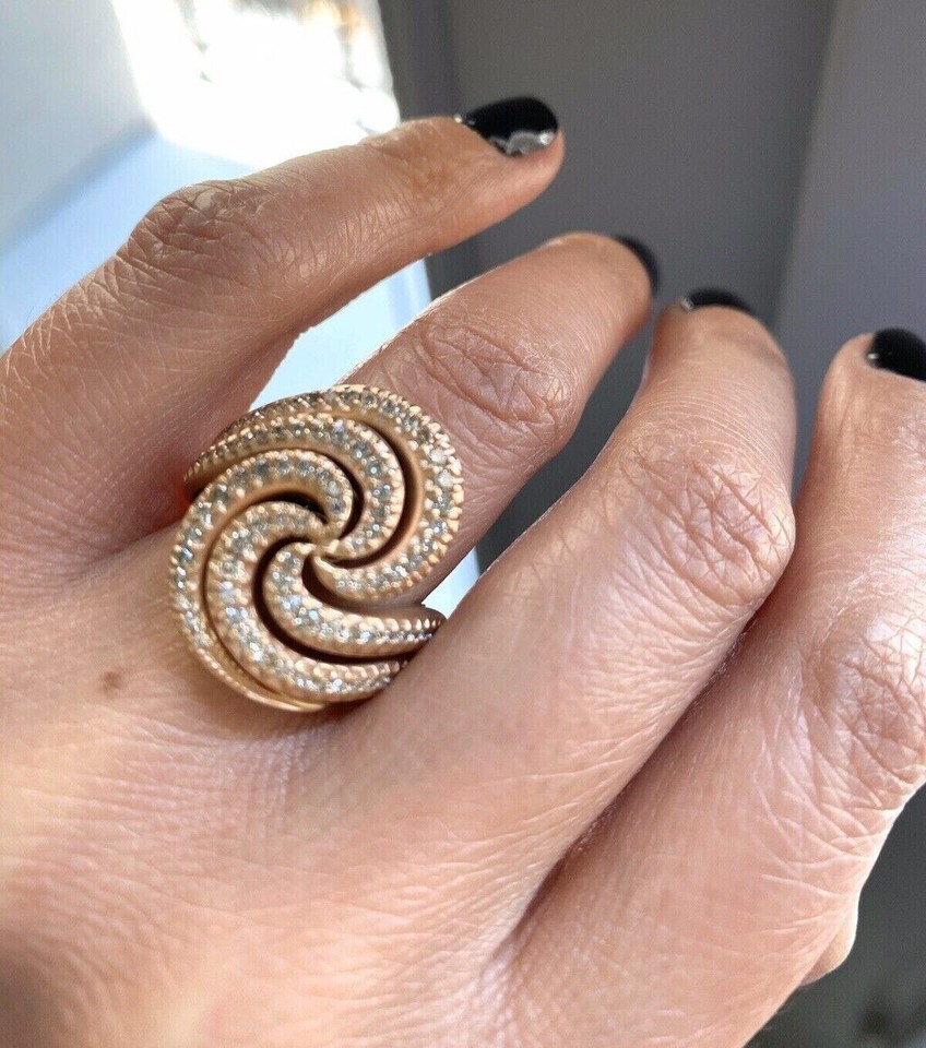 $6,300 H. Stern IRIS 18K Rose Pink Gold Pave Diamonds Designer Ring 6.5 ...