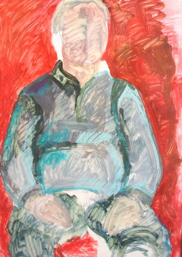 Vintage gouache painting abstract portrait - Picture 5 of 12