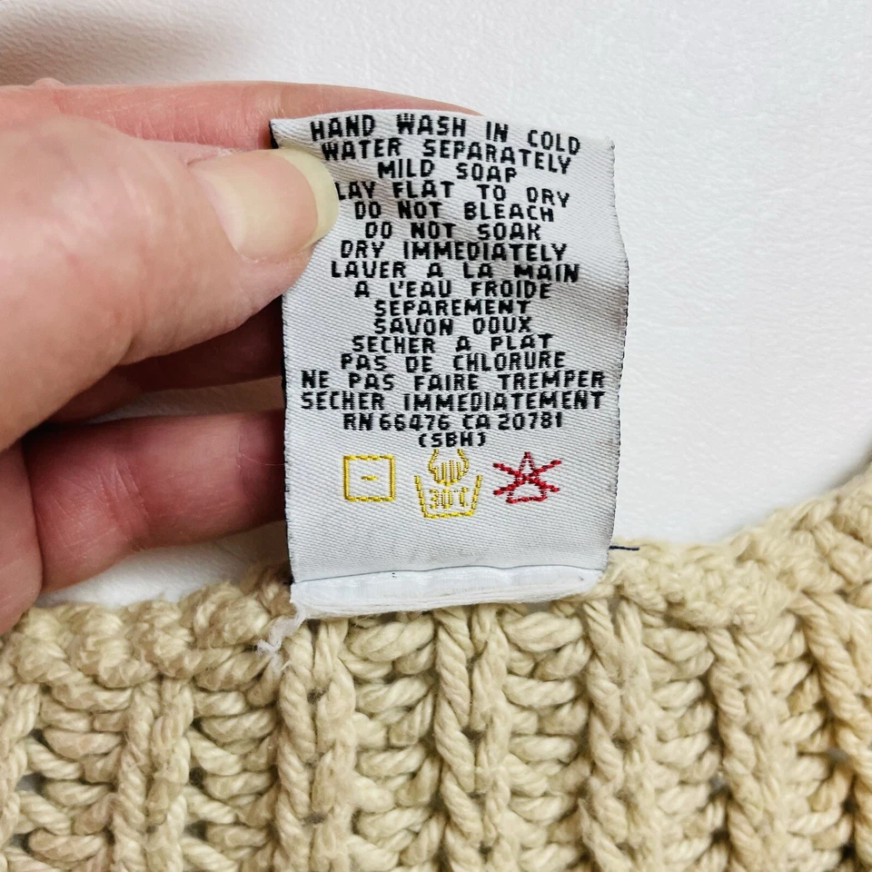 Suéter Tommy Hilfiger Vintage Años 90 Para Mujer L Beige Algodón Grueso Tejido Corte Cuello en V Foto 4 de 4