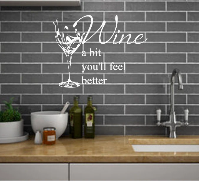 Kitchen Wine a Bit Design Vinyl Wall Stickers Wall Decals Wall Art Wall Graphics - Image 2 of 4