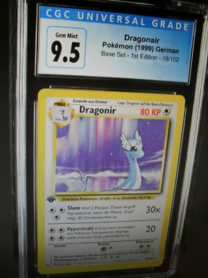 CGC 9.5 Graded Dragonair Dragonir German 18/102 1st ed Base rare