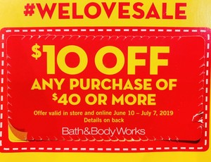 Details About 10 Off 40 Bath Body Works Coupon In Store And Online Exp July 72019