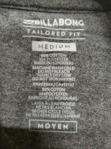 New Men's Billabong Tailored Fit T-shirt Grey Medium Lot - Picture 5 of 5
