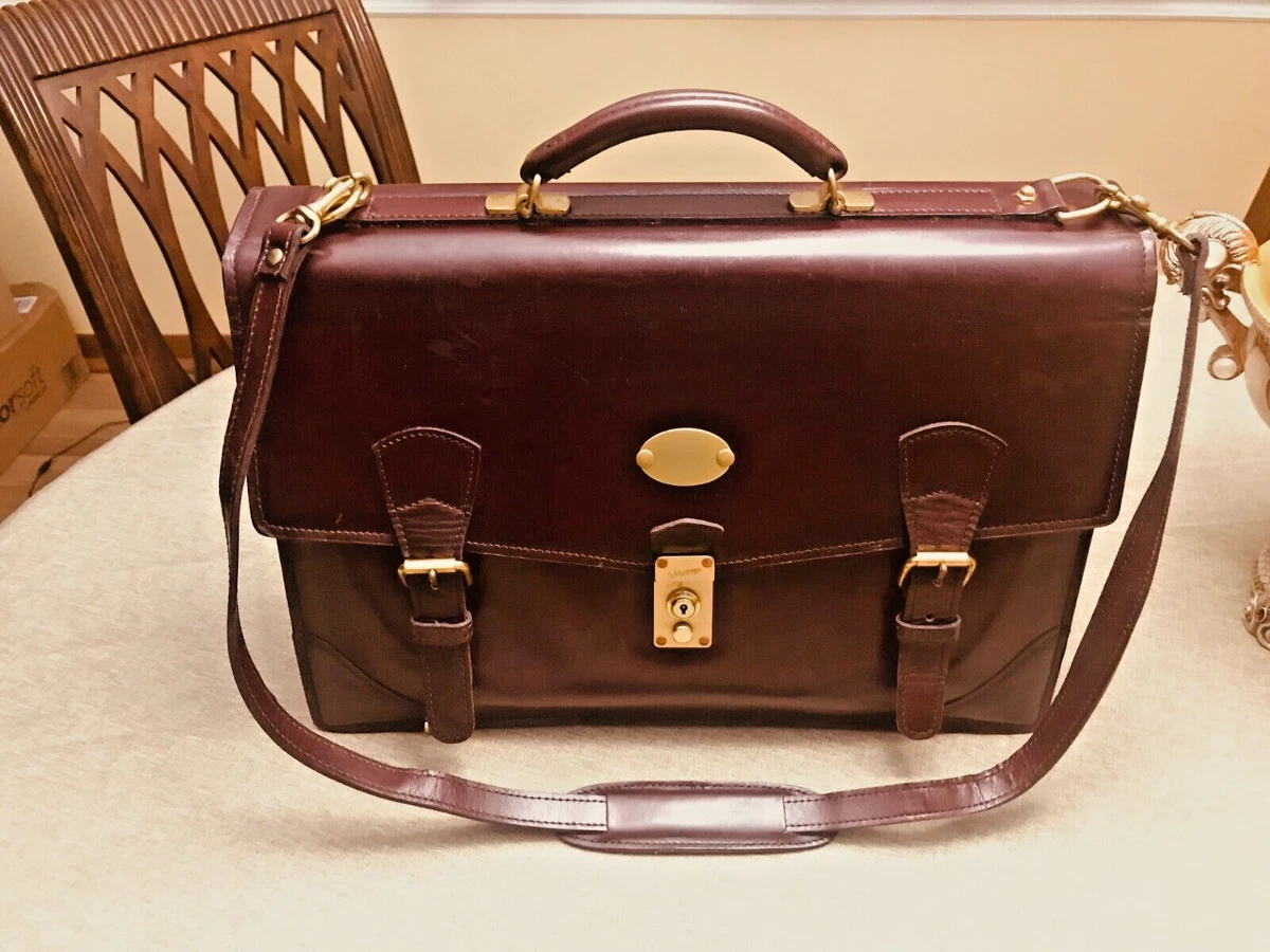 SCHLESINGER Heavy Leather Lawyer Doctor Scholar Briefcase Made in USA