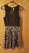 Juniors XS Multi Color Print Dress Solid Lace Overlay on Bottom Worn Once