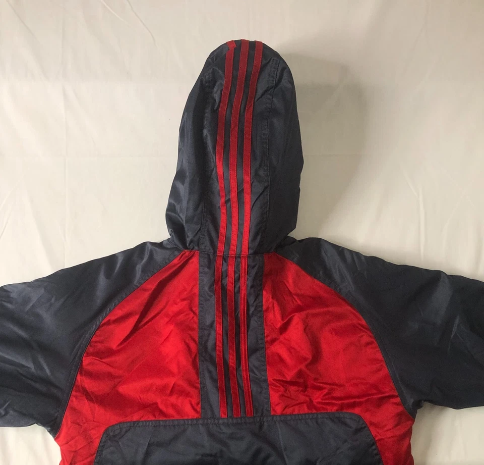 Двусторонняя молодежная куртка с капюшоном на молнии Addias темно-синяя и красная или серая размер XL - Изображение 4 из 4