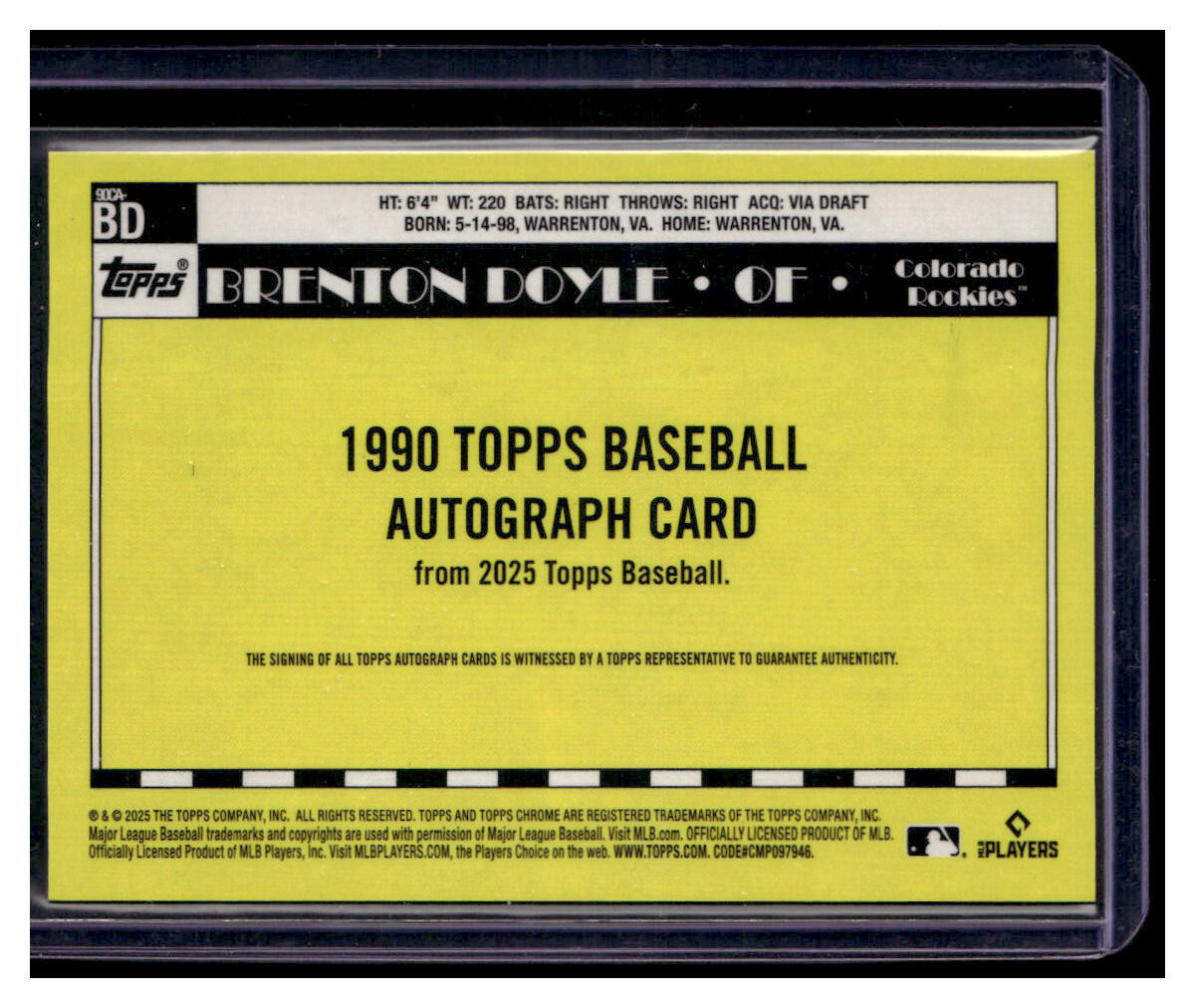 2025 Topps Silver Pack BRENTON DOYLE ORANGE REFRACTOR AUTOGRAPH