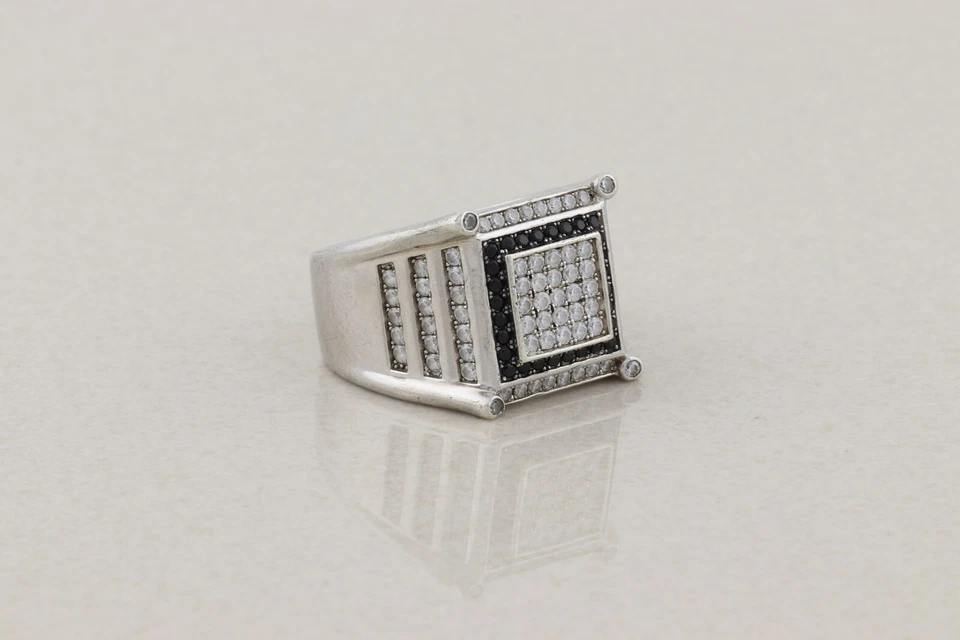 Anillo de circonita cúbica azul y blanco para hombre talla 10 1/4 Foto 3 de 4