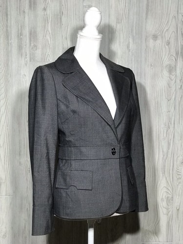 Anne Klein Women’s Gray Blazer Sz 8 Polyester/Wool Blend Excellent Conditions - - Picture 2 of 6