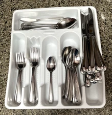 Oneida Satin Sand Dunes Pattern Flatware 49 Piece Silverware Set Vietnam 18/8