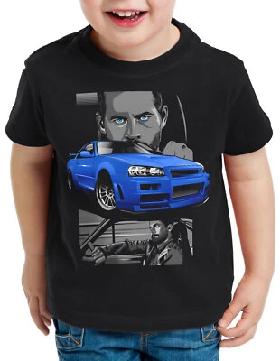 STYLE3 Furious Paul Kinder T-Shirt walker fast and the gtr autorennen kino vin diesel