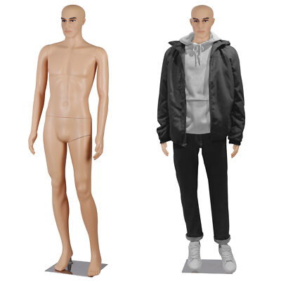 PP Realistic Male Mannequin Display Head Turns Dress Form w/Base Full Body 72in