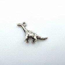 Brontosaurus Dinosaur - Lead Free Silver Color Pewter Charm 22mm x 19mm