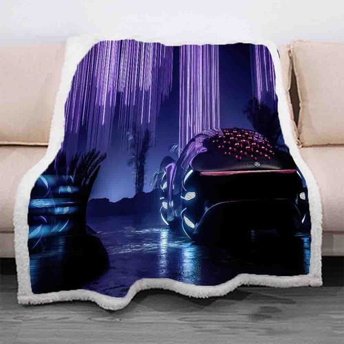 Sofá sofá de picnic manta polar cálida 3D de lujo nocturno debajo del coche deportivo - Imagen 4 de 6