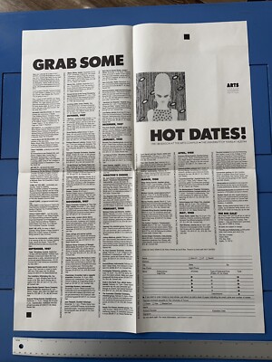 Vintage 1987-88 University of Texas Arts Complex Hot Dates Performance Schedule