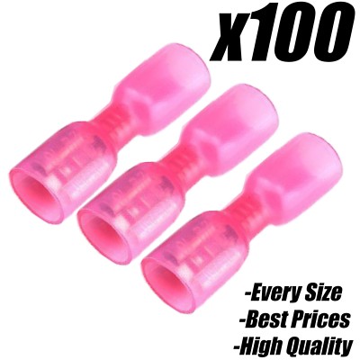 100x ROT 6,3 mm SCHRUMPFBUCHSE SPATEN ISOLIERTE KLEMME ELEKTRISCHE CRIMP