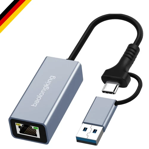 USB 3.0 auf Ethernet Adapter mit USB C auf RJ45 Gigabit LAN 1000 Mbps kabelge...