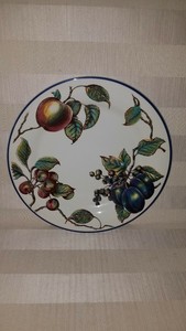 Pier-One-Macintosh-Fruit-with-Blue-Trim-11-034-Dinner-Plates-Made-in-England