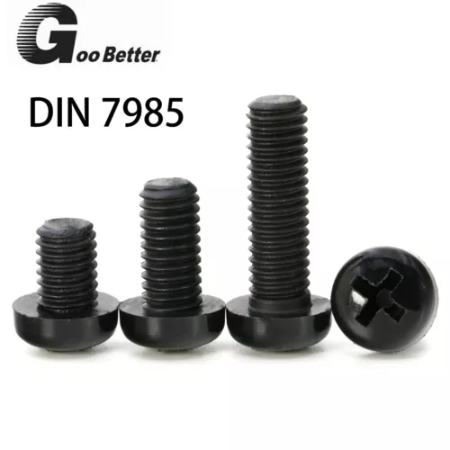 Schwarz DIN 7985 Nylon-Kunststoff Linsenschrauben Kreuzschlitz M3 M4 M5 M6 M8