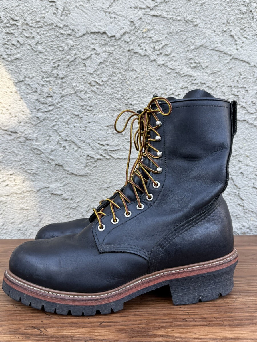 Original RED WING Leather Steel Toe Logger Boots 2218 (Black