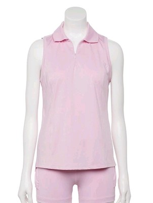 Tek Gear Golf Tank top Size XL Fresh Tulip Pink Collared Sleeveless Quarter Zip 