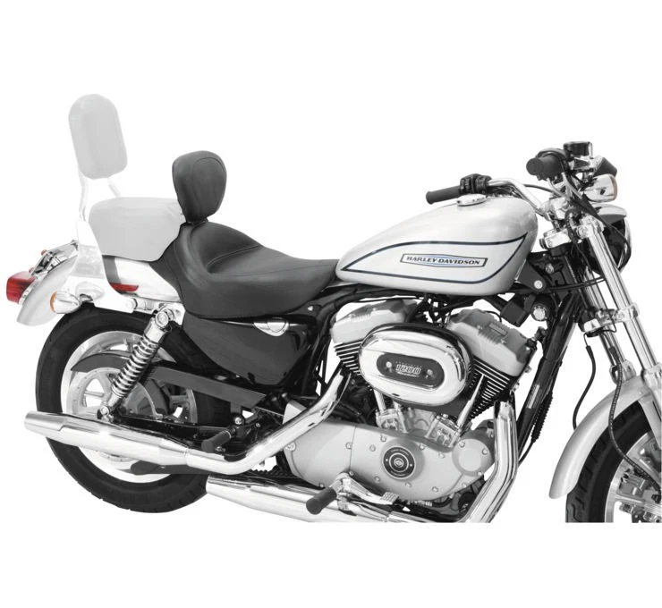 Asiento ancho liso Naugahyde solo negro con respaldo Mustang 79429 Foto 2 de 2