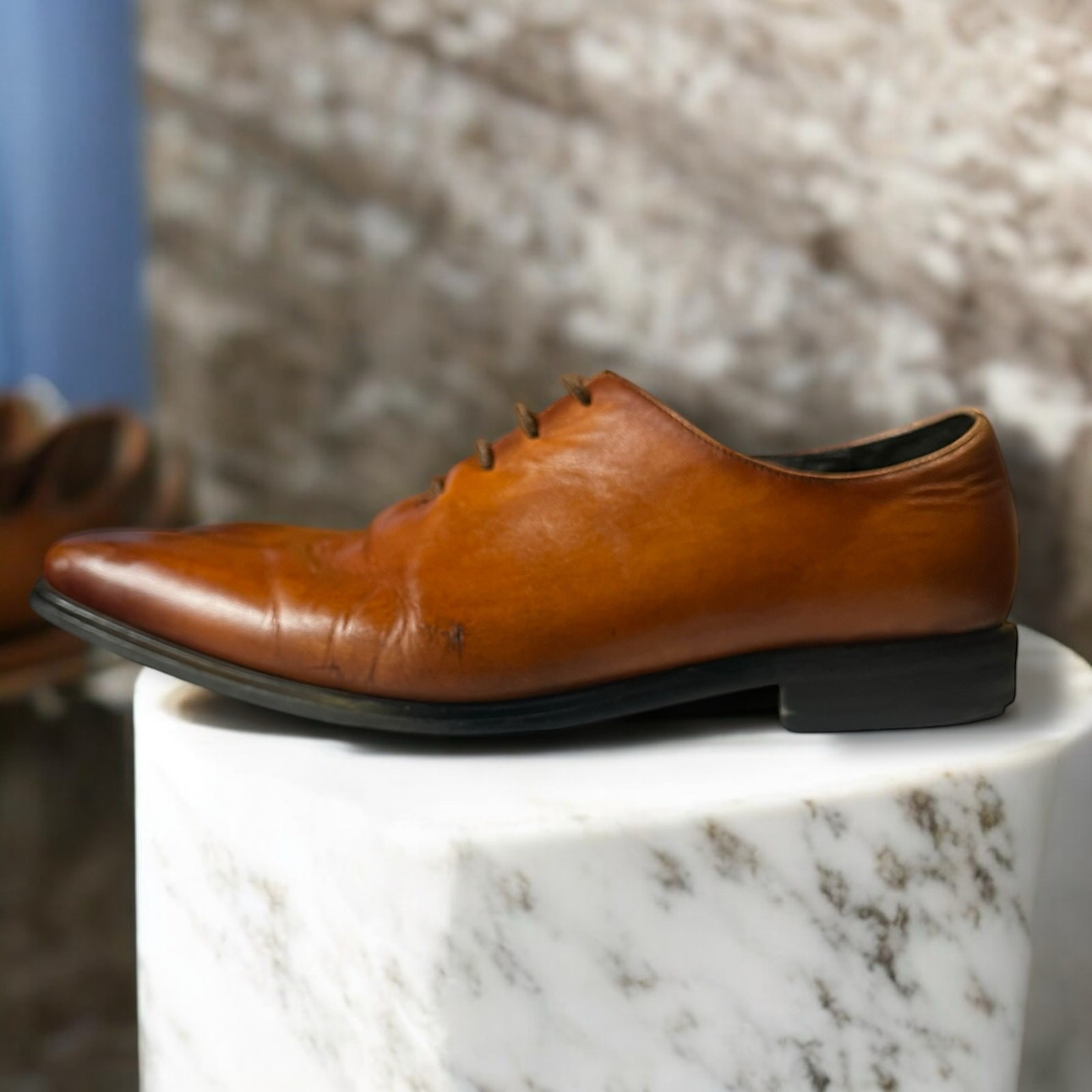 SAOLA Scarpe eleganti Gifennse uomo pelle marrone punta liscia stringate taglia 10 5