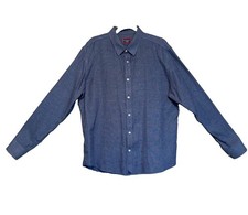Untuckit Men's XL Navy Shirt Slim Fit Button Up Casual Long Sleeve Wrinkle Free