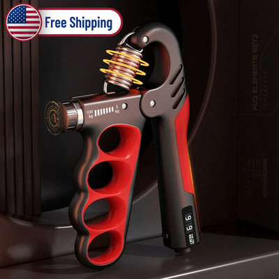 100KG Adjustable Hand Grip Strengthener Wrist Forearm Trainer Automatic Counter