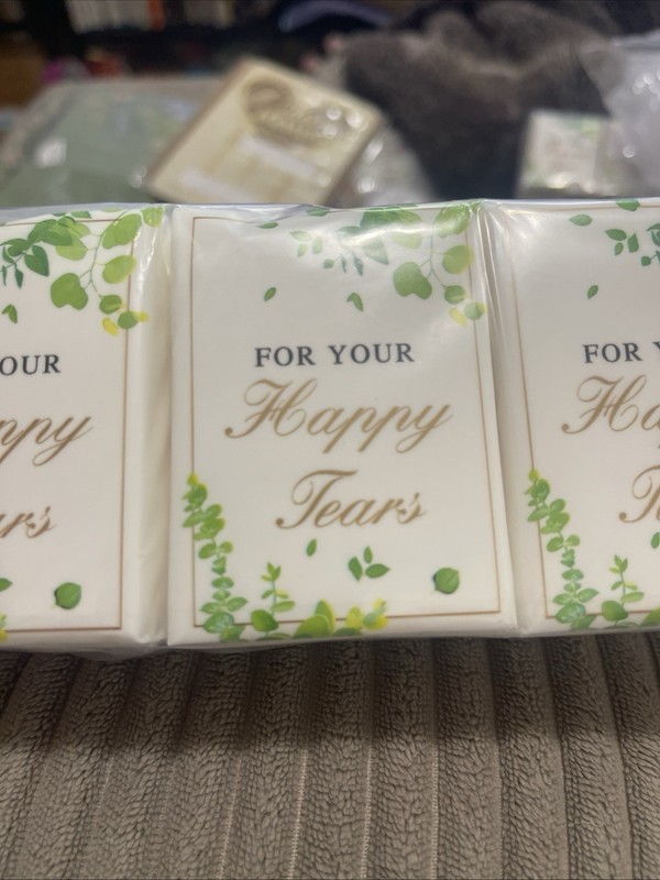 Wedding Floral Pattern Paper Tissues White Green Rectangle Happy Tears Favor