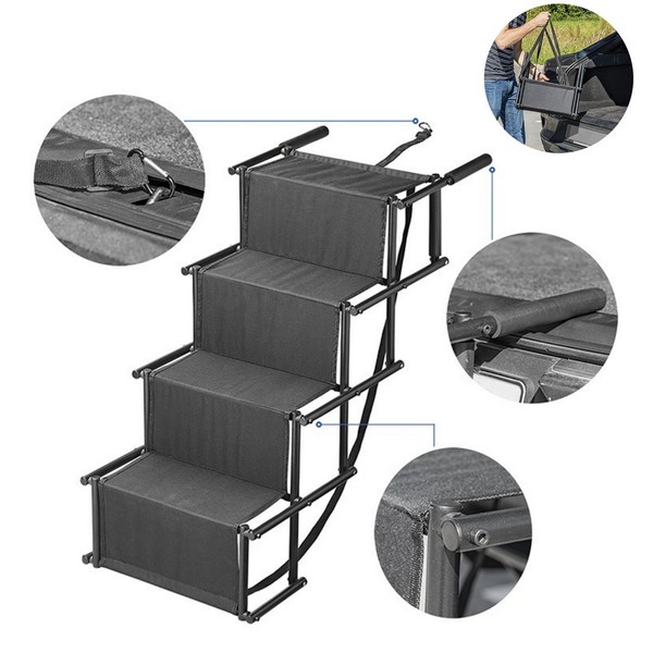 Hundetreppe Faltbar Tierrampe 4 Stufen Klapptreppe Bis 30 Kg Auto Treppe Hund-image