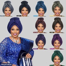 Traditional Party Africa Head Wraps Turban Cap Solid Multi-layer Auto Gele Hat