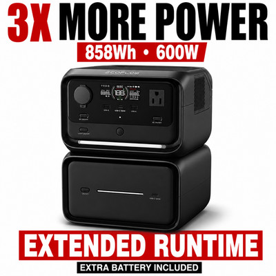 EcoFlow RIVER 3 Max 600W Portable Power Station 858Wh UPS Fast Charge